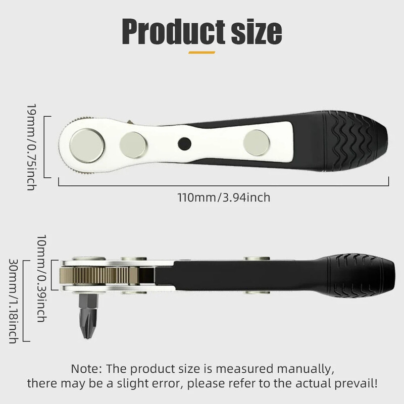 Mini põrkvõti 1/4-tolline kuuskant kahesuunaline juhtimine Kahe otsaga kruvikeeraja puurotsik tööriista pesa mutrivõti vahetatavad otsad