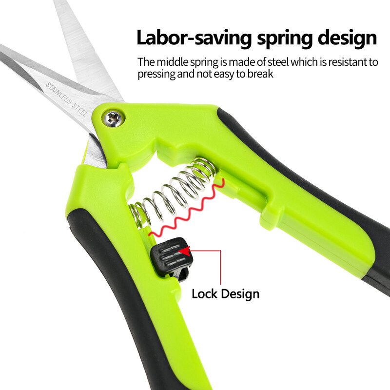 Aia oksakäärid roostevabast terasest taimed puuviljad viinamarjade korjamine käärid aiandus lehtede trimmer sirge küünarnuki pügamise tööriistad