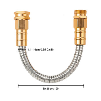 Един конектор за метален маркуч от неръждаема стомана, къс удължителен маркуч за градински маркуч