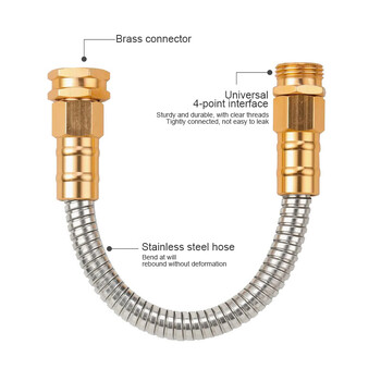 Един конектор за метален маркуч от неръждаема стомана, къс удължителен маркуч за градински маркуч