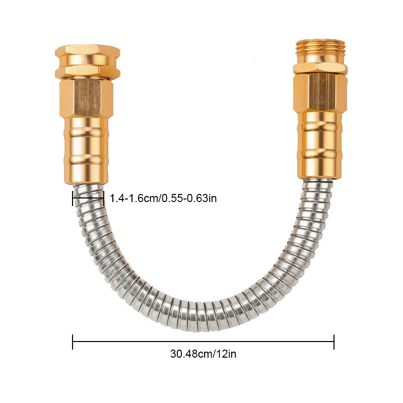 Jedan metalni priključak za crijevo od nehrđajućeg čelika, kratko crijevo za vodu s produžetkom vrtnog crijeva