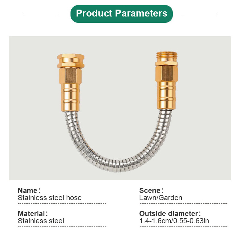 Jedan metalni priključak za crijevo od nehrđajućeg čelika, kratko crijevo za vodu s produžetkom vrtnog crijeva