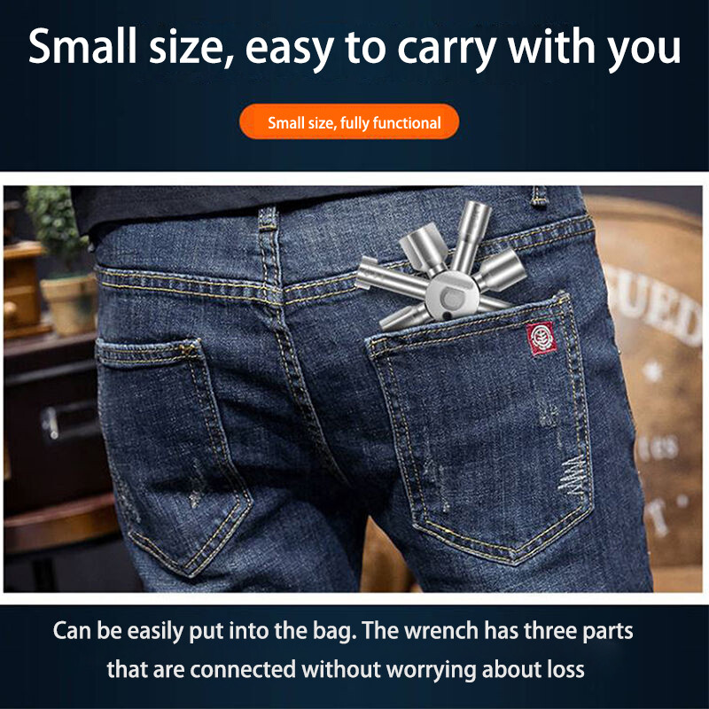 10 viename daugiafunkcis trikampis nešiojamasis veržliaraktis, skirtas elektrinio valdymo dėžutės lifto durų vožtuvo radiatoriui ir maišytuvui taisyti