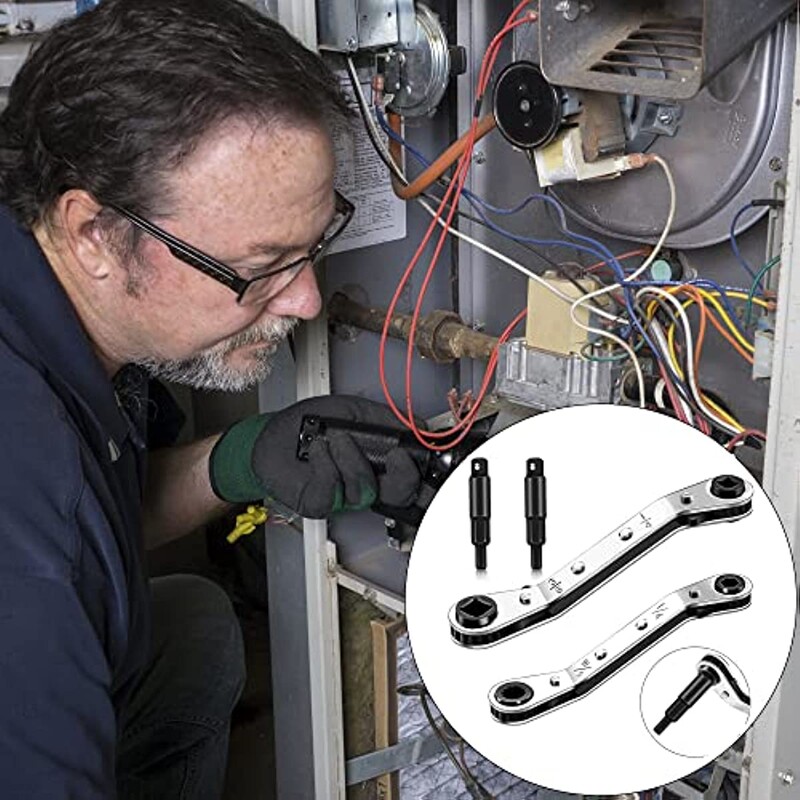 Tööriistad: 3/16” kuni 3/8” 5/16” x 1/4” õhukonditsioneeri klapi põrkvõti koos 2 kuusnurkse otsaku adapteri komplektiga õhujahutustööriista jaoks