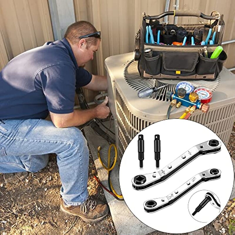 Tööriistad: 3/16” kuni 3/8” 5/16” x 1/4” õhukonditsioneeri klapi põrkvõti koos 2 kuusnurkse otsaku adapteri komplektiga õhujahutustööriista jaoks