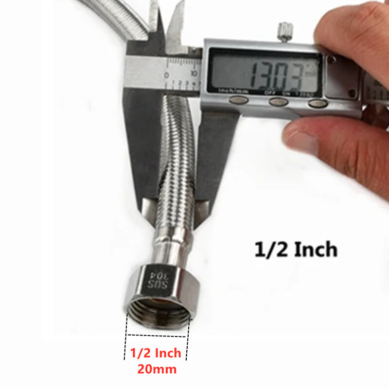 Slavina od nehrđajućeg čelika 304 Pletena cijev za vodu 1/2 inča Slavina za toplu i hladnu vodu Dovodno crijevo Grijač Fleksibilna spojna cijev