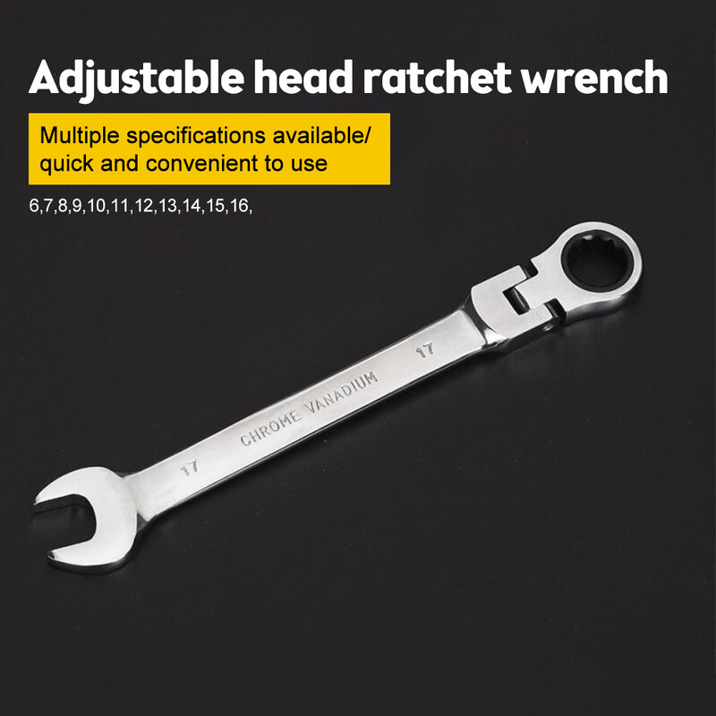 Lanksti besisukanti galvutė reketinis veržliaraktis Garažo metrinis rankinis įrankis 6 mm–14 mm, skirtas automobilių ir namų remontui 1 vnt.