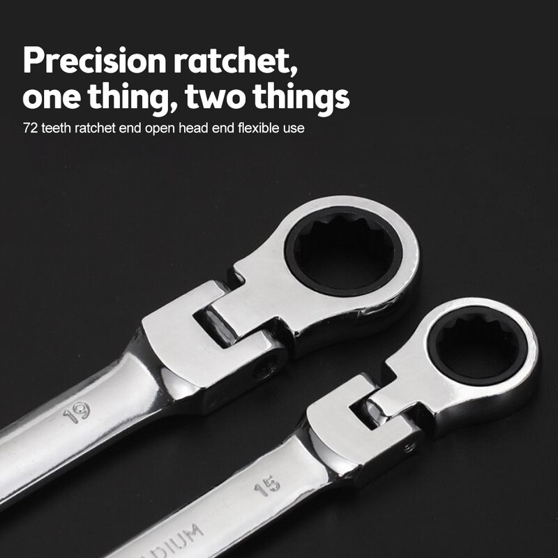 Lanksti besisukanti galvutė reketinis veržliaraktis Garažo metrinis rankinis įrankis 6 mm–14 mm, skirtas automobilių ir namų remontui 1 vnt.