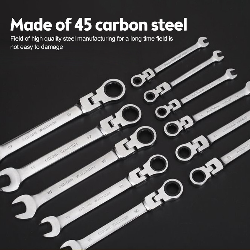 Lanksti besisukanti galvutė reketinis veržliaraktis Garažo metrinis rankinis įrankis 6 mm–14 mm, skirtas automobilių ir namų remontui 1 vnt.