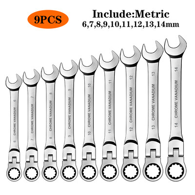 WOZOBUY painduva peaga põrkvõtme komplekt, meetermõõdustik, kroom-vanadiumterasest kombineeritud mutrivõtme võtmekomplektid riistvara käsitööriist