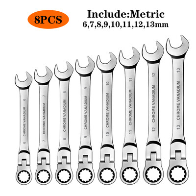 WOZOBUY painduva peaga põrkvõtme komplekt, meetermõõdustik, kroom-vanadiumterasest kombineeritud mutrivõtme võtmekomplektid riistvara käsitööriist