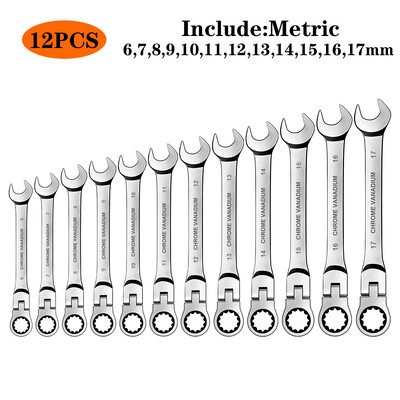 WOZOBUY painduva peaga põrkvõtme komplekt, meetermõõdustik, kroom-vanadiumterasest kombineeritud mutrivõtme võtmekomplektid riistvara käsitööriist