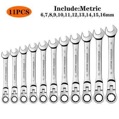 WOZOBUY painduva peaga põrkvõtme komplekt, meetermõõdustik, kroom-vanadiumterasest kombineeritud mutrivõtme võtmekomplektid riistvara käsitööriist