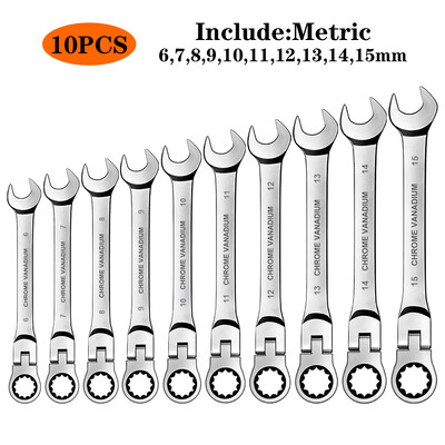 WOZOBUY painduva peaga põrkvõtme komplekt, meetermõõdustik, kroom-vanadiumterasest kombineeritud mutrivõtme võtmekomplektid riistvara käsitööriist