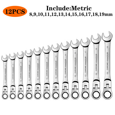 WOZOBUY painduva peaga põrkvõtme komplekt, meetermõõdustik, kroom-vanadiumterasest kombineeritud mutrivõtme võtmekomplektid riistvara käsitööriist