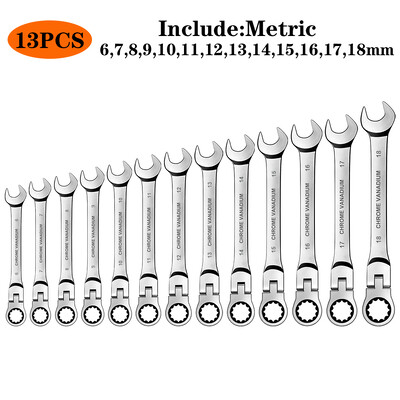 WOZOBUY painduva peaga põrkvõtme komplekt, meetermõõdustik, kroom-vanadiumterasest kombineeritud mutrivõtme võtmekomplektid riistvara käsitööriist