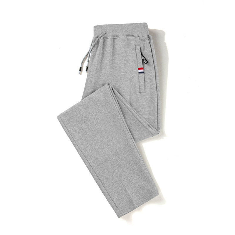 Pantaloni de sport de vară pentru bărbați, din bumbac pur, subțiri, respirabili, largi, mai mari, pantaloni casual cu picior drept, opțional