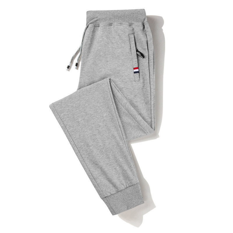 Pantaloni de sport de vară pentru bărbați, din bumbac pur, subțiri, respirabili, largi, mai mari, pantaloni casual cu picior drept, opțional