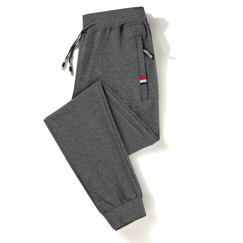Pantaloni de sport de vară pentru bărbați, din bumbac pur, subțiri, respirabili, largi, mai mari, pantaloni casual cu picior drept, opțional