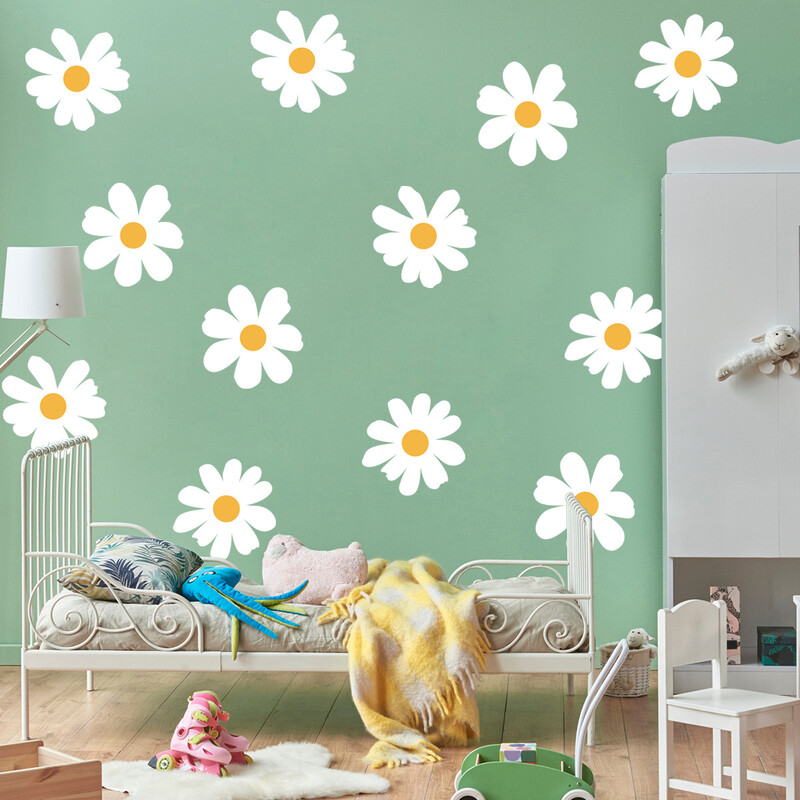 MJ6000 vieno metro sienos lipdukas be klijų maža ramunė chrizantema gėlė sienos lipdukas svetainės miegamojo fono dekoracijoje nėra