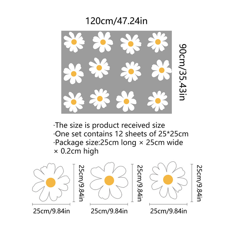 MJ6000 vieno metro sienos lipdukas be klijų maža ramunė chrizantema gėlė sienos lipdukas svetainės miegamojo fono dekoracijoje nėra