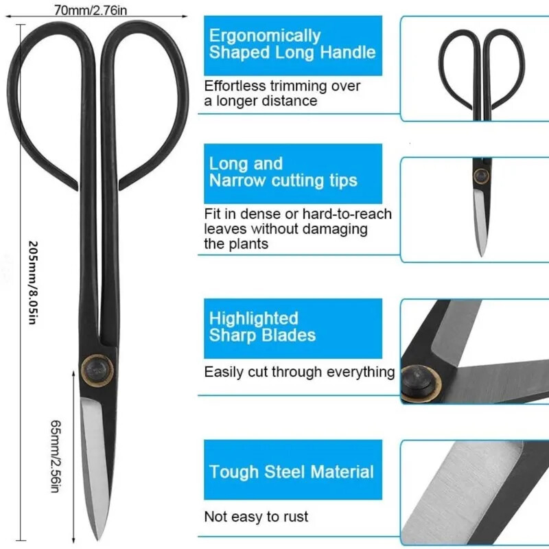 Instrument pentru începători Bonsai Foarfece cu mâner lung Foarfece pentru plante de grădinărit pentru ramuri 20 cm Instrumente de tăiere de grădină Foarfece pentru bonsai Livrare picătură