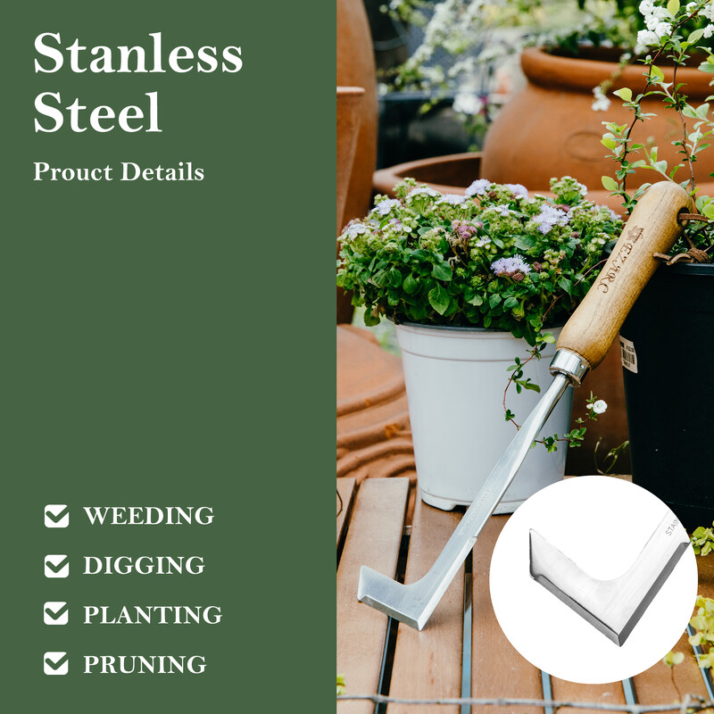 EZAEC Crack Weeder Crevice umbrohutõrjetööriist Roostevabast terasest Manuaalne Weeder Pöögipuu käepidemega muru aiatööriist