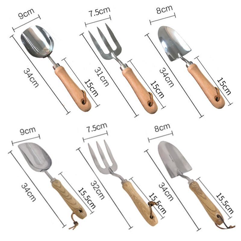 1 vnt. nerūdijančio plieno sodo įrankių rinkiniai Daugiafunkcinis mažas kastuvas su buko mediena / Toon medienos rankena, sodinant dirvą rankinis kastuvas