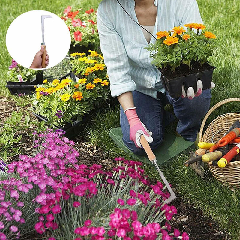 L-kujuline käsipragu umbrohutõrje juureeemaldustööriist välistingimustes kasutamiseks mõeldud kaasaskantav umbrohutõmbaja, käsitsetav roostevabast terasest aiatööriist