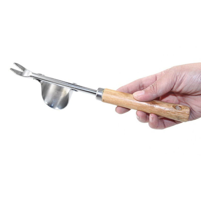 Extractor de rădăcină din oțel Mașină de îndepărtare a buruienilor de mână din lemn Extractor de iarbă de grădină Unelte cu mâner lung Instrument de îndepărtare a buruienilor