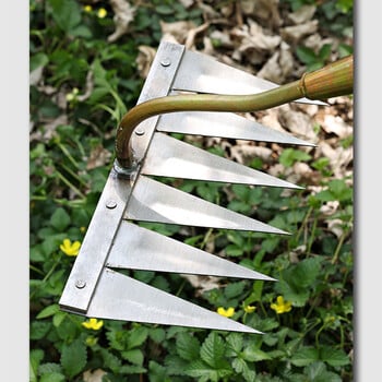 Iron Gardening Hoe Metal Weeding Hoe Rake Garden Weeders Grass Rooting Loose Soil Hand Weeding Removal Puller Gardening Tools