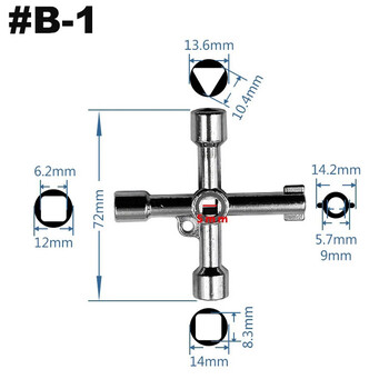 1 τμχ Μαύρο ασημί Universal Cross Triangle Wrench for Train Electrical Elevator Valve Valve Aloy Triangle Multifunction