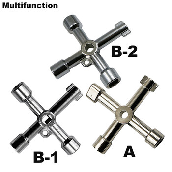 1 τμχ Μαύρο ασημί Universal Cross Triangle Wrench for Train Electrical Elevator Valve Valve Aloy Triangle Multifunction