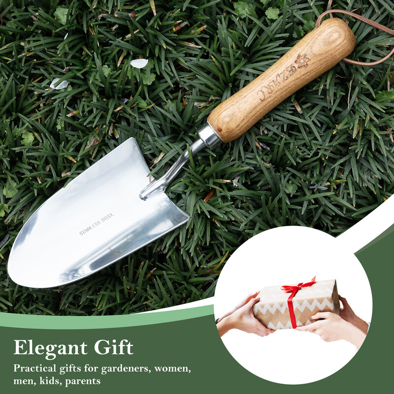 EZARC aiakäsilabidas, käsikühvel roostevabast terasest aiatöödeks, puidust käepidemega aialabidas istutamiseks istutamiseks