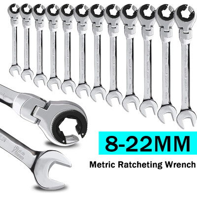 Metric Open Flex-Head Ratcheting keynch συνδυασμός 8-22mm, μετρικό κλειδί με 72 δόντια, καστάνια σωλήνων από χρωμίου βανάδιο