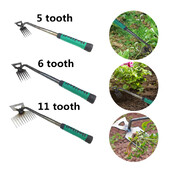 2in1 käsitsi umbrohueemaldaja tööriist Aia umbrohutõrje Rohujuurimisreha Kobestage muld Äke Põllumajandus Tõmbaja Labidas Lehed koguma