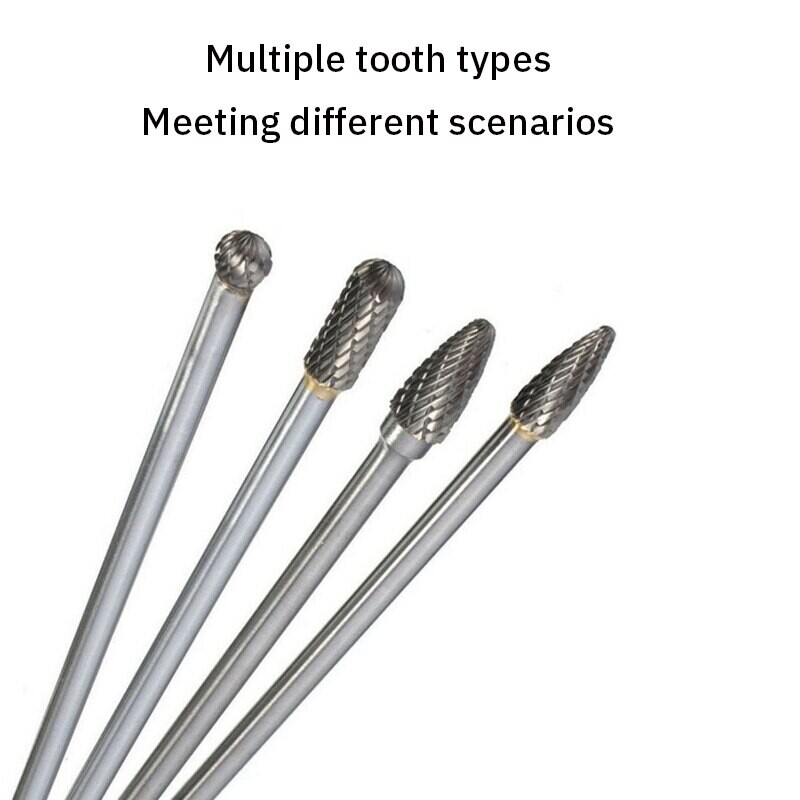 4 bucăți din aliaj dur, pile rotative, mâner extins, cap de șlefuit din oțel tungsten, jad metalic, freză electrică pentru prelucrarea lemnului