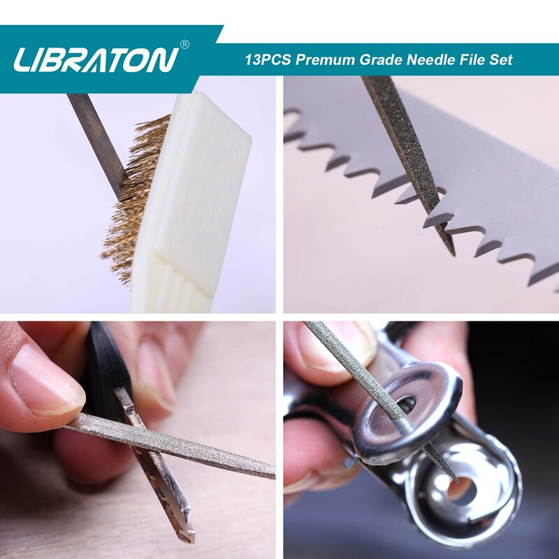 Libratoni väike viilikomplekt, nõelte teemantviilid, 13 tk, 6 tk Jewlers viili ja 6 terasviili puidu täppisviili jaoks