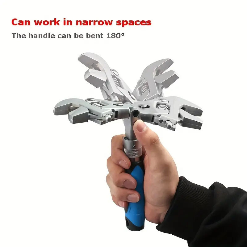 Daugiafunkcis 5 viename sukimo momento veržliaraktis 10 colių reguliuojamas reketinis veržliaraktis 180 laipsnių sulankstomas veržliaraktis Mini veržliarakčiai Namų taisymo įrankiai