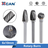 XCAN dildės 1vnt 6 mm karbido dvigubo pjovimo sukamieji šlifavimo antgaliai 10 mm skersmens sukamoji dildė, skirta Dremel Rotary Tools abrazyviniams įrankiams