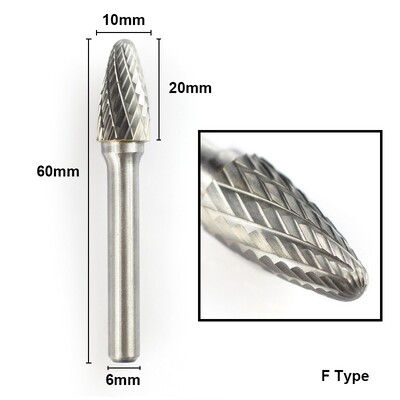 XCAN dildės 1vnt 6 mm karbido dvigubo pjovimo sukamieji šlifavimo antgaliai 10 mm skersmens sukamoji dildė, skirta Dremel Rotary Tools abrazyviniams įrankiams