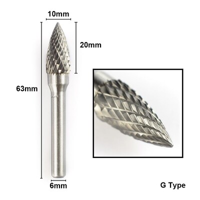 XCAN dildės 1vnt 6 mm karbido dvigubo pjovimo sukamieji šlifavimo antgaliai 10 mm skersmens sukamoji dildė, skirta Dremel Rotary Tools abrazyviniams įrankiams
