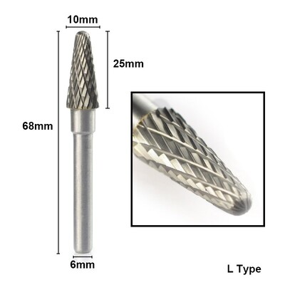 XCAN dildės 1vnt 6 mm karbido dvigubo pjovimo sukamieji šlifavimo antgaliai 10 mm skersmens sukamoji dildė, skirta Dremel Rotary Tools abrazyviniams įrankiams