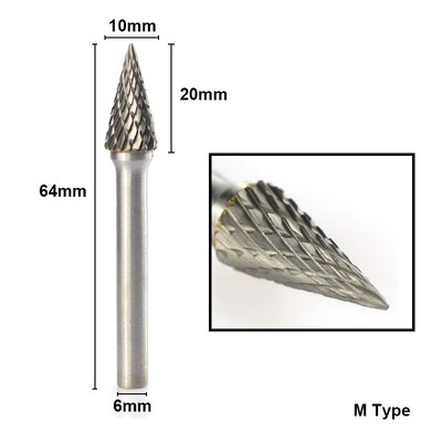 XCAN dildės 1vnt 6 mm karbido dvigubo pjovimo sukamieji šlifavimo antgaliai 10 mm skersmens sukamoji dildė, skirta Dremel Rotary Tools abrazyviniams įrankiams
