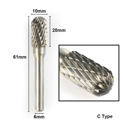 XCAN dildės 1vnt 6 mm karbido dvigubo pjovimo sukamieji šlifavimo antgaliai 10 mm skersmens sukamoji dildė, skirta Dremel Rotary Tools abrazyviniams įrankiams