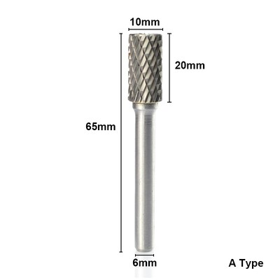 XCAN dildės 1vnt 6 mm karbido dvigubo pjovimo sukamieji šlifavimo antgaliai 10 mm skersmens sukamoji dildė, skirta Dremel Rotary Tools abrazyviniams įrankiams