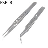 Εργαλεία χειρός επισκευής τηλεφώνου ESPLB Anti-Static Precision Curved Straight Tip Electronics Βιομηχανική λαβίδα Ασημί/Μαύρο τηλέφωνο