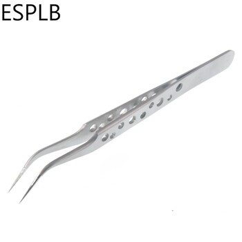 Εργαλεία χειρός επισκευής τηλεφώνου ESPLB Anti-Static Precision Curved Straight Tip Electronics Βιομηχανική λαβίδα Ασημί/Μαύρο τηλέφωνο