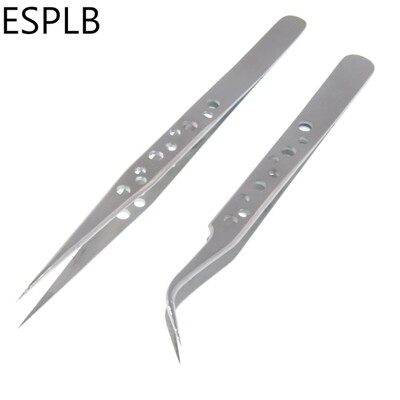 Εργαλεία χειρός επισκευής τηλεφώνου ESPLB Anti-Static Precision Curved Straight Tip Electronics Βιομηχανική λαβίδα Ασημί/Μαύρο τηλέφωνο