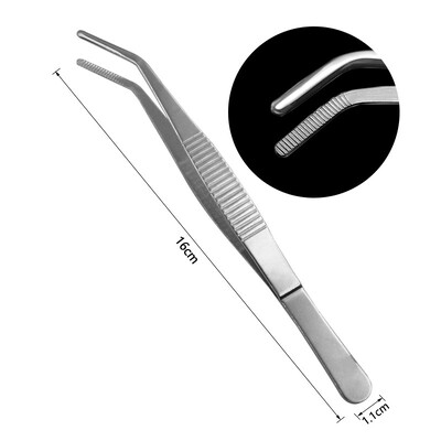 Roostevabast terasest pintsetid, millel on kumer, terava otsaga hammastatud ots